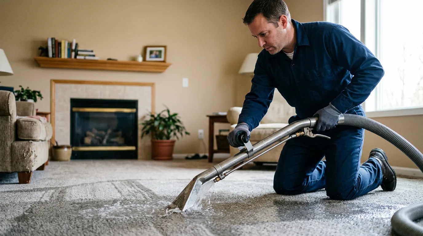Water damage restoration technician working near Cary, NC